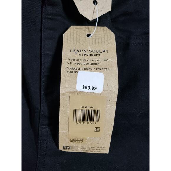 Levis 721 Jeans Size 4 Womens Black Pants Stretch Denim High Rise Skinny NWT - Picture 5 of 16